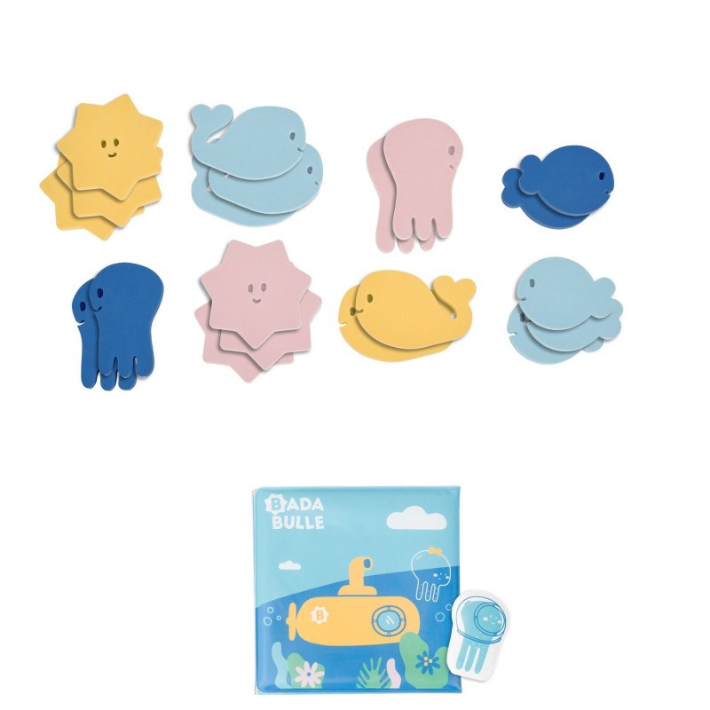 Livre de bain et Marionnette + Stickers de Bain Badabulle