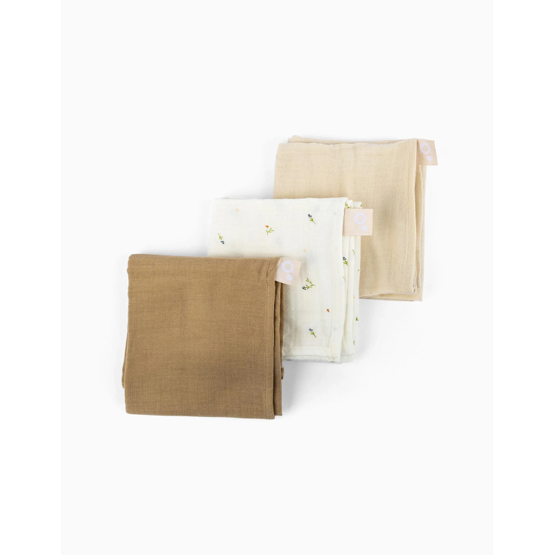 SET OF 3 MUSLIN CLOTHS SWEETY CREAM-LOVELY