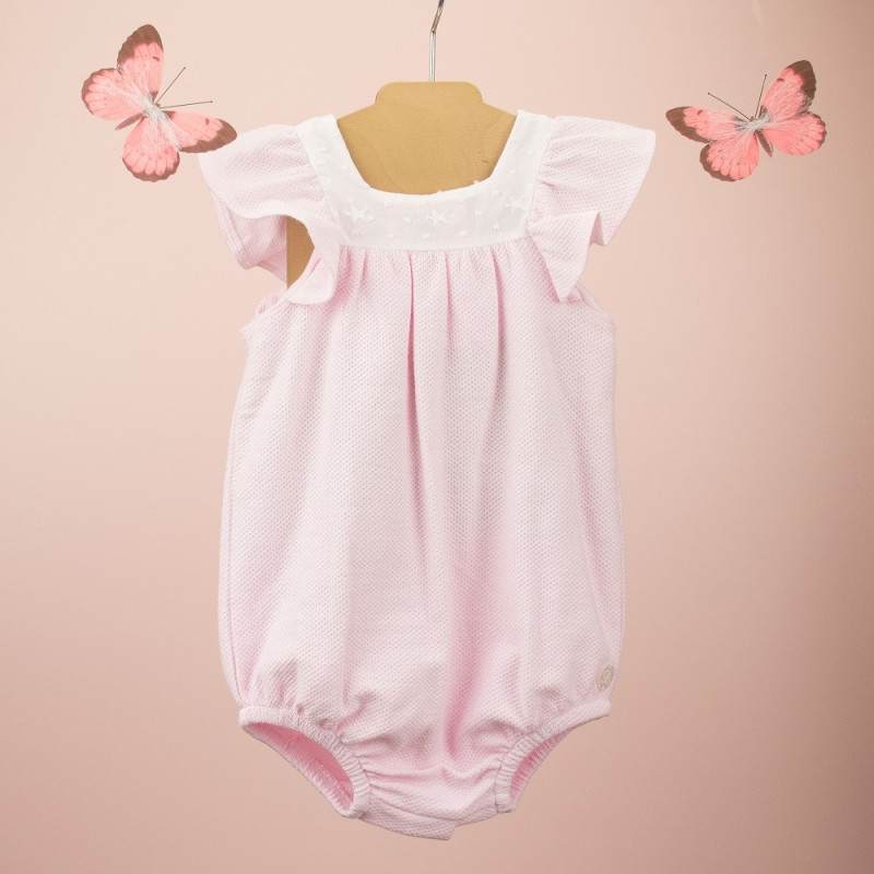 Barboteuse avec empiècement étoiles Rose 3 mois